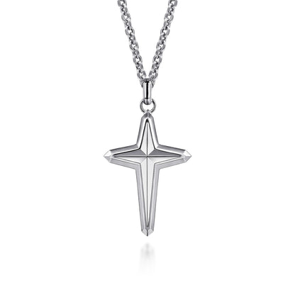 22 Inch 925 Sterling Silver Cross Pendant Necklace
