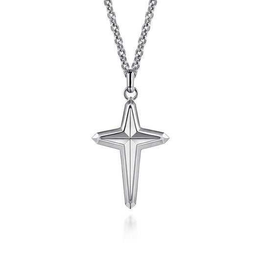 22 Inch 925 Sterling Silver Cross Pendant Necklace