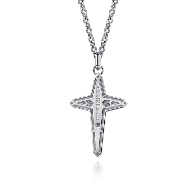 22 Inch 925 Sterling Silver Cross Pendant Necklace