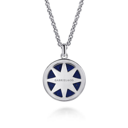 22 Inch 925 Sterling Silver Star of David Lapis Pendant Necklace