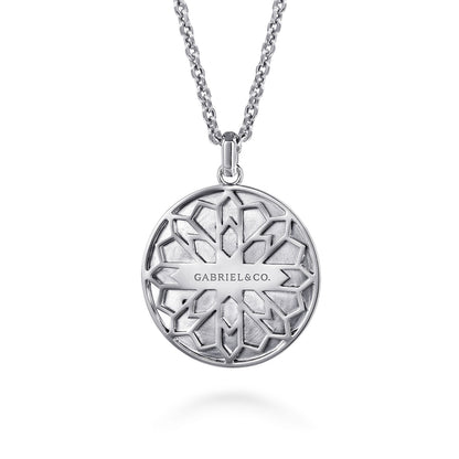 22 Inch 925 Sterling Silver Diamond Eagle Medallion Pendant Necklace
