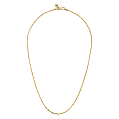 22 Inch 14K Yellow Gold Hollow Men's Wheat Chain Necklace