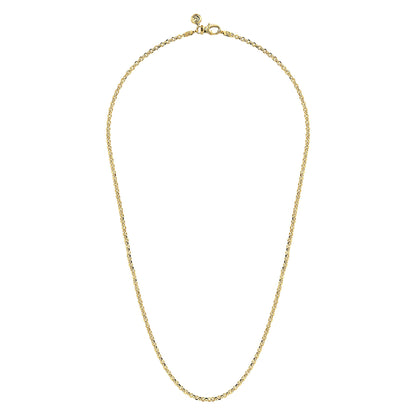 22 Inch 14K Yellow Gold Hollow Men's Link Chain Necklace