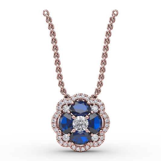 Love in Bloom Sapphire and Diamond Pendant
