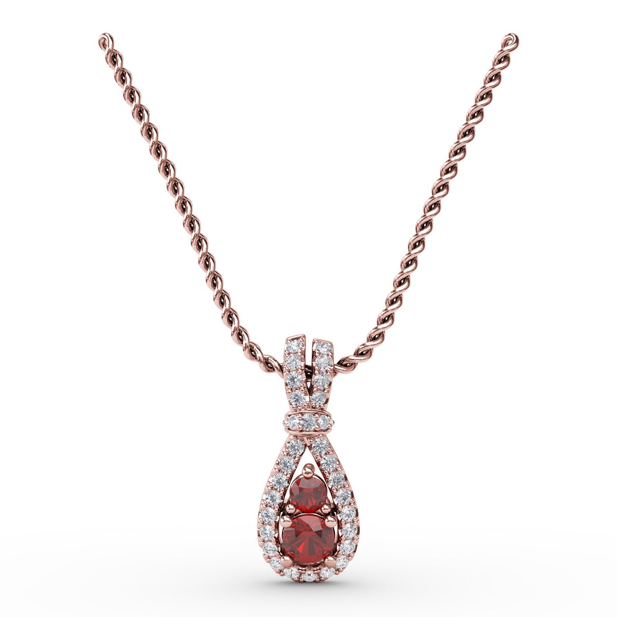 Teardrop Ruby and Diamond Pendant