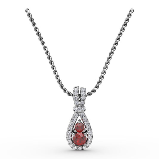 Teardrop Ruby and Diamond Pendant
