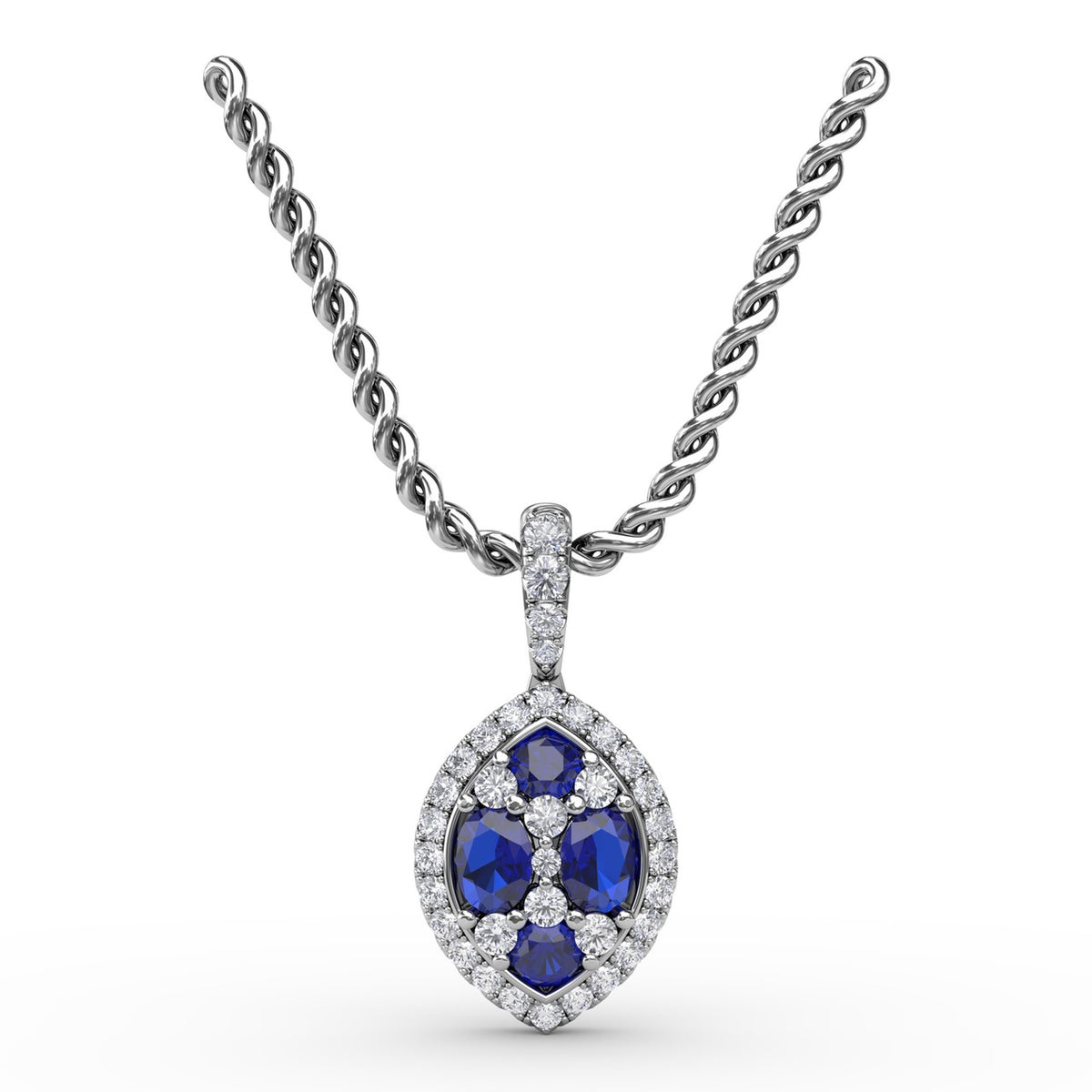 Marquise Sapphire and Diamond Pendant