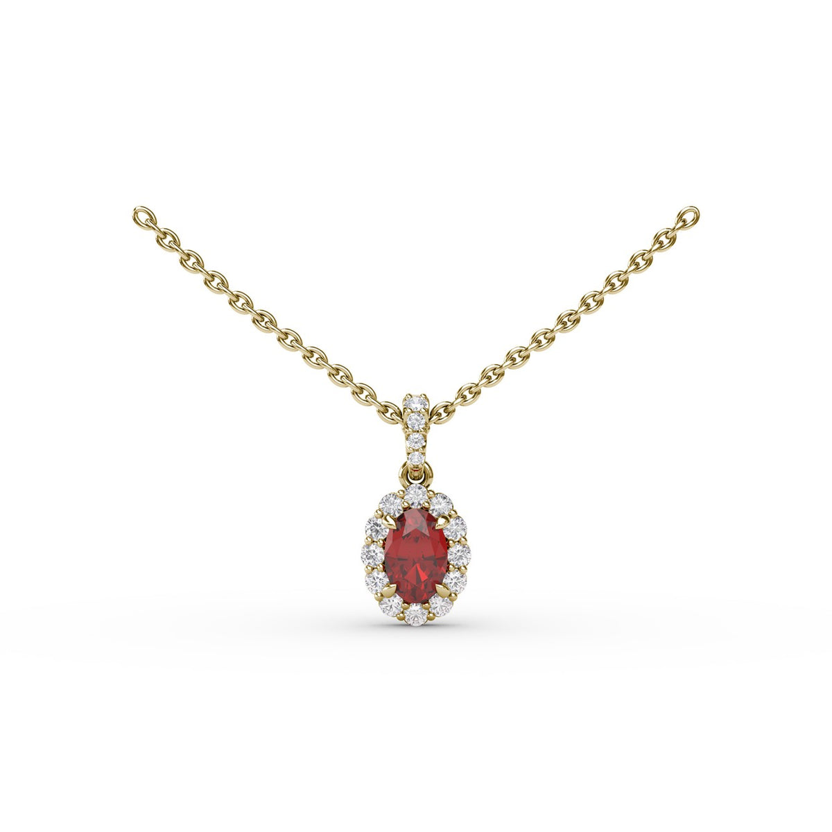 Ruby and Diamond Halo Necklace