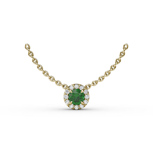 Classic Emerald and Diamond Pendant Necklace