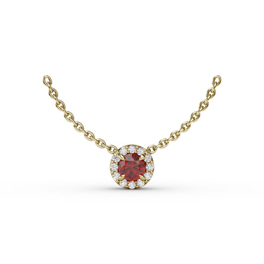 Classic Ruby and Diamond Pendant Necklace