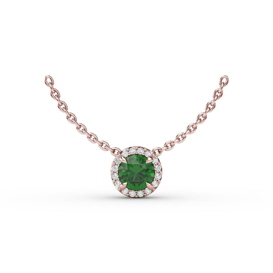 Classic Emerald and Diamond Pendant Necklace