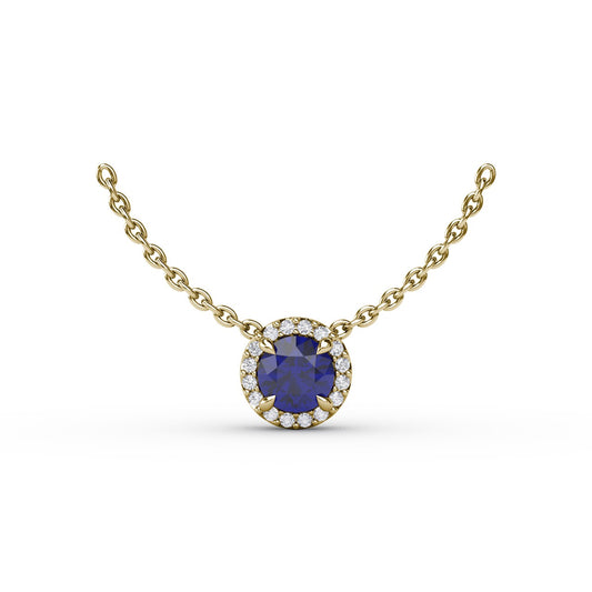 Classic Sapphire and Diamond Pendant Necklace