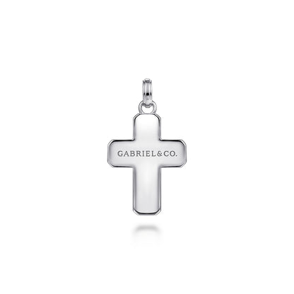 925 Sterling Silver and Black Spinel Cross Pendant