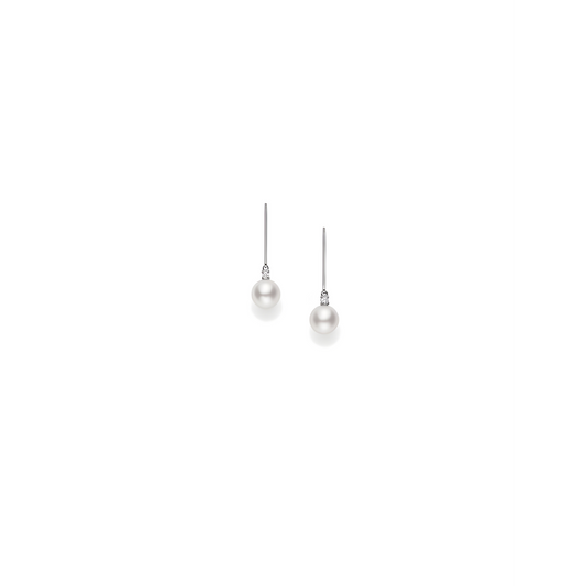 Akoya Cultured Pearl Drop Earrings in 18K White Gold