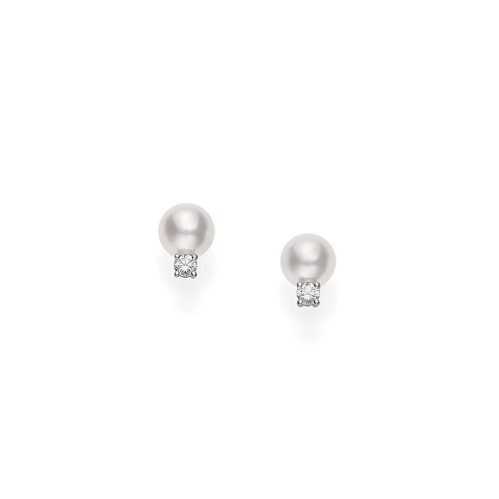 Akoya Stud Earrings with Diamonds – 18K White Gold