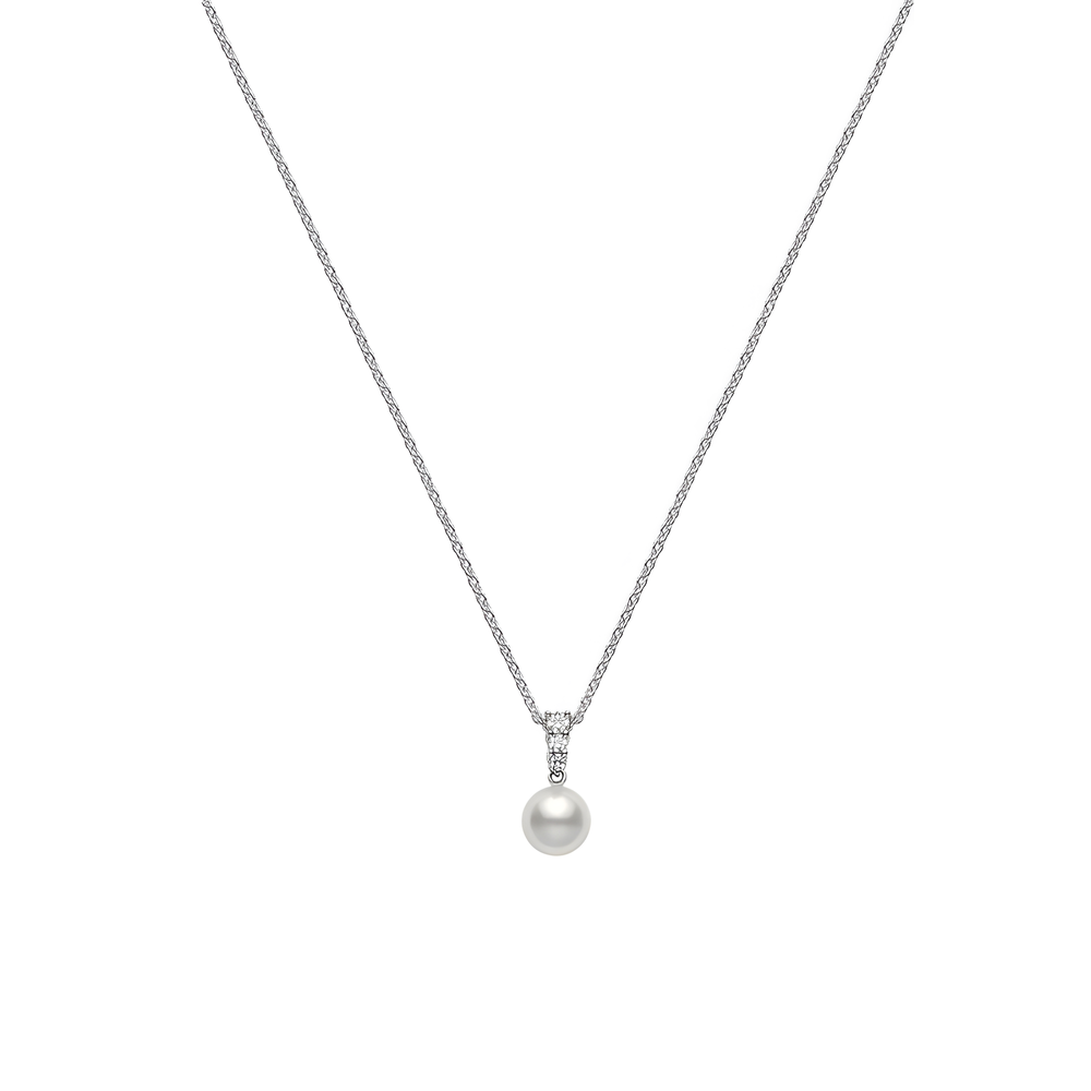 Morning Dew Akoya Cultured Pearl Pendant – 18K White Gold