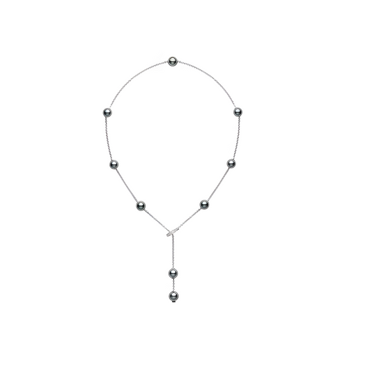 Pearls in Motion Black South Sea Cultured Pearl and Diamond Necklace in 18K White Gold