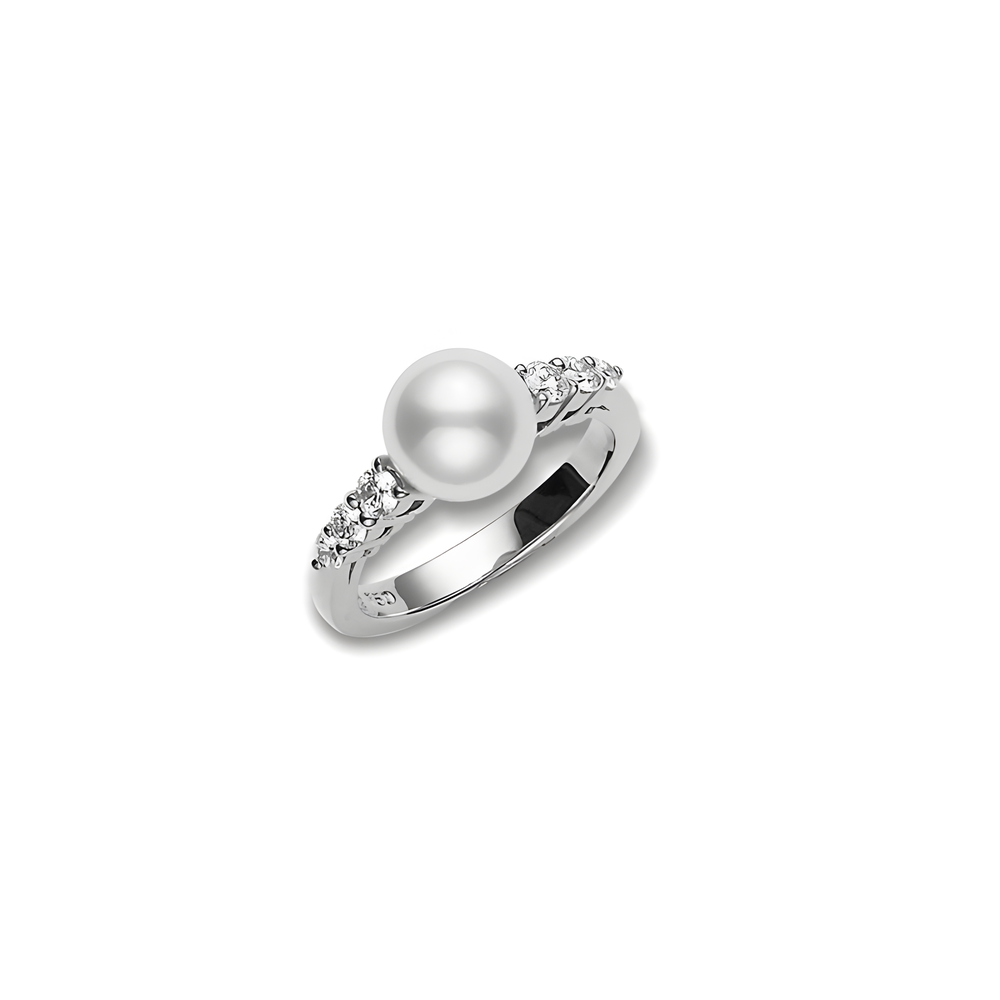 Morning Dew Akoya Cultured Pearl Ring– 18K White Gold