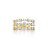 Starry Night Three Row Diamond Ring in 18K Yellow Gold