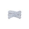 Moonlight 3-Row Crossover Ring with Pavé Diamonds in 18k White Gold