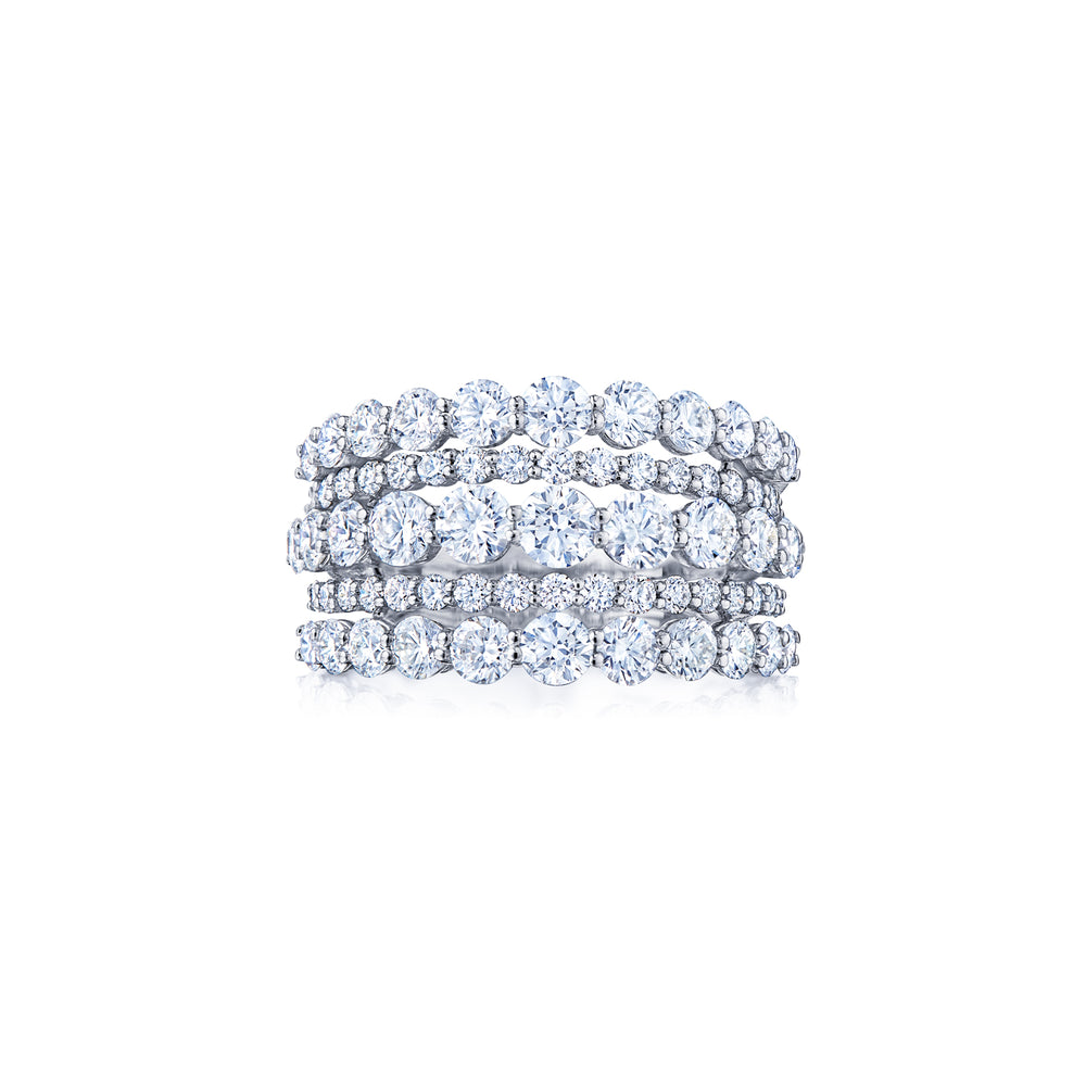 Lyric Five Row Ring with Diamonds in 18k White Gold