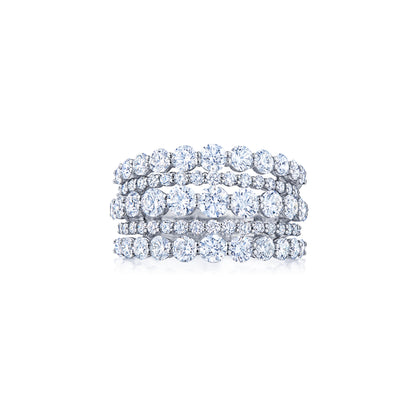 Lyric Five Row Ring with Diamonds in 18k White Gold
