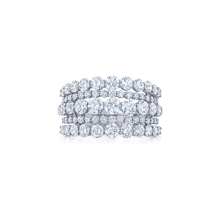 Lyric Five Row Ring with Diamonds in 18k White Gold