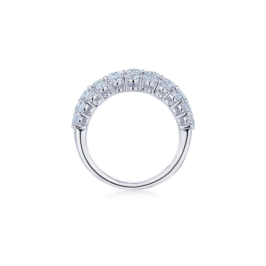 Lyric Five Row Ring with Diamonds in 18k White Gold
