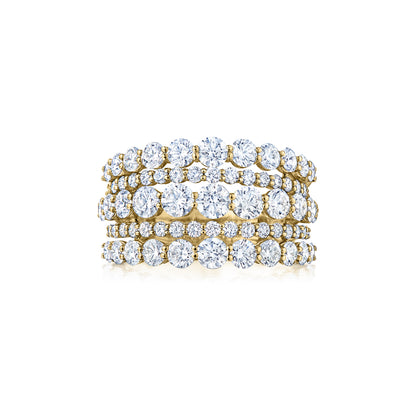 Lyric Five Row Round Diamond Ring in 18K Yellow Gold