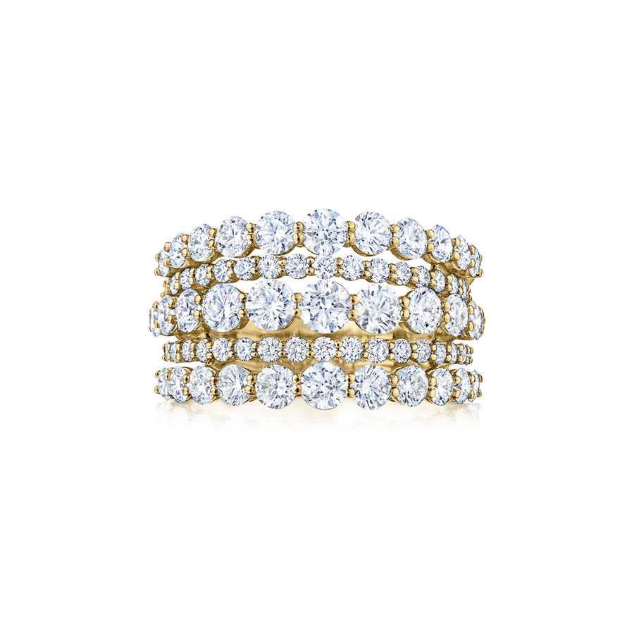 Lyric Five Row Round Diamond Ring in 18K Yellow Gold