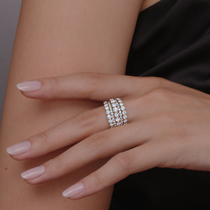 Lyric Five Row Round Diamond Ring in 18K Yellow Gold