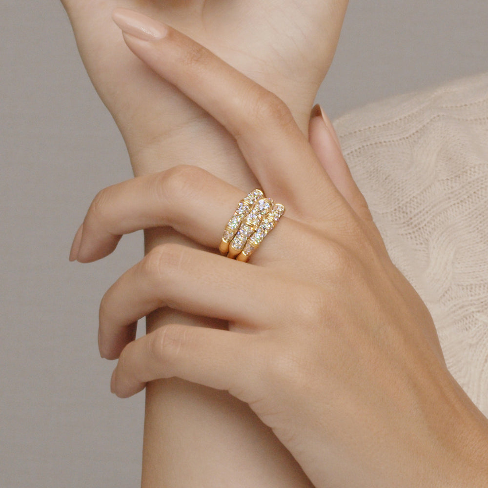 Zen Wide Diamond Ring in 18K Yellow Gold