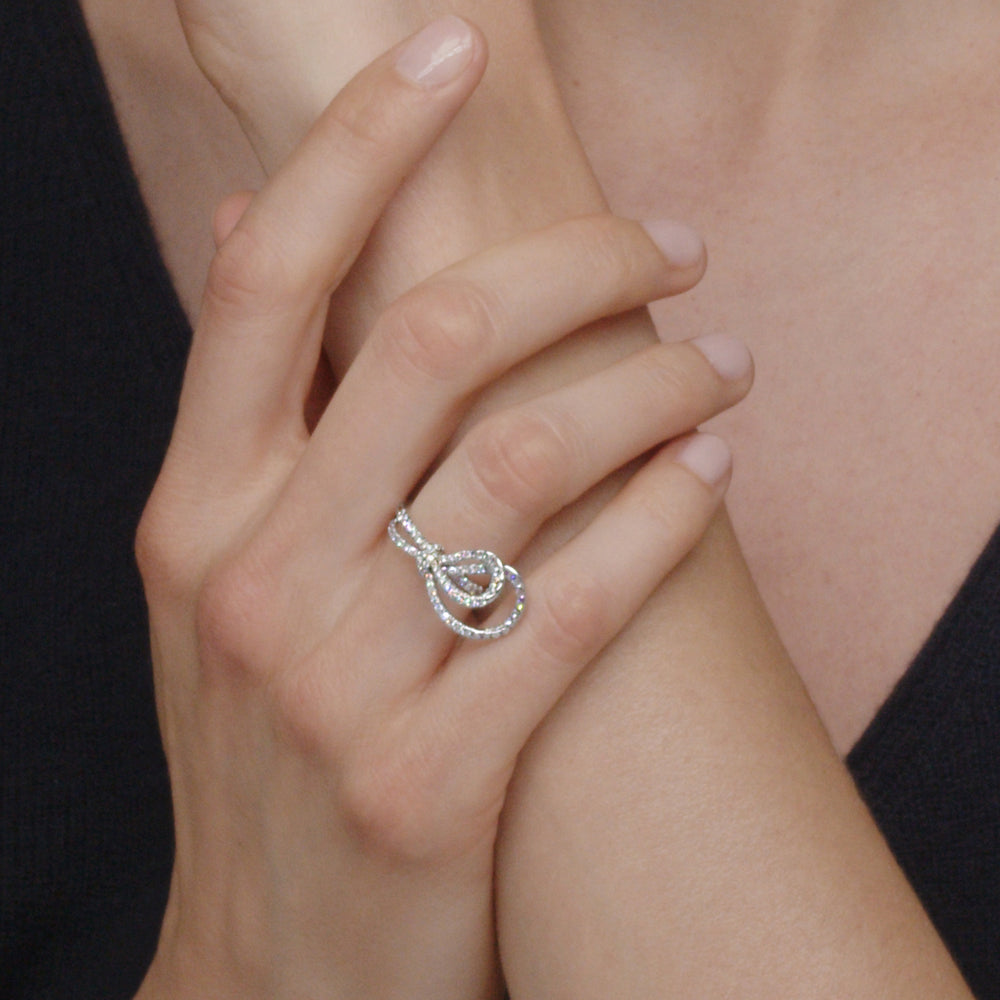 Ribbon Diamond Ring in Platinum