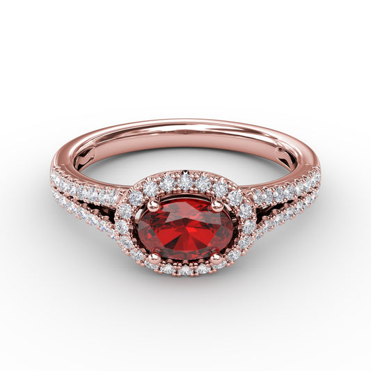 Halo Emerald and Diamond Ring