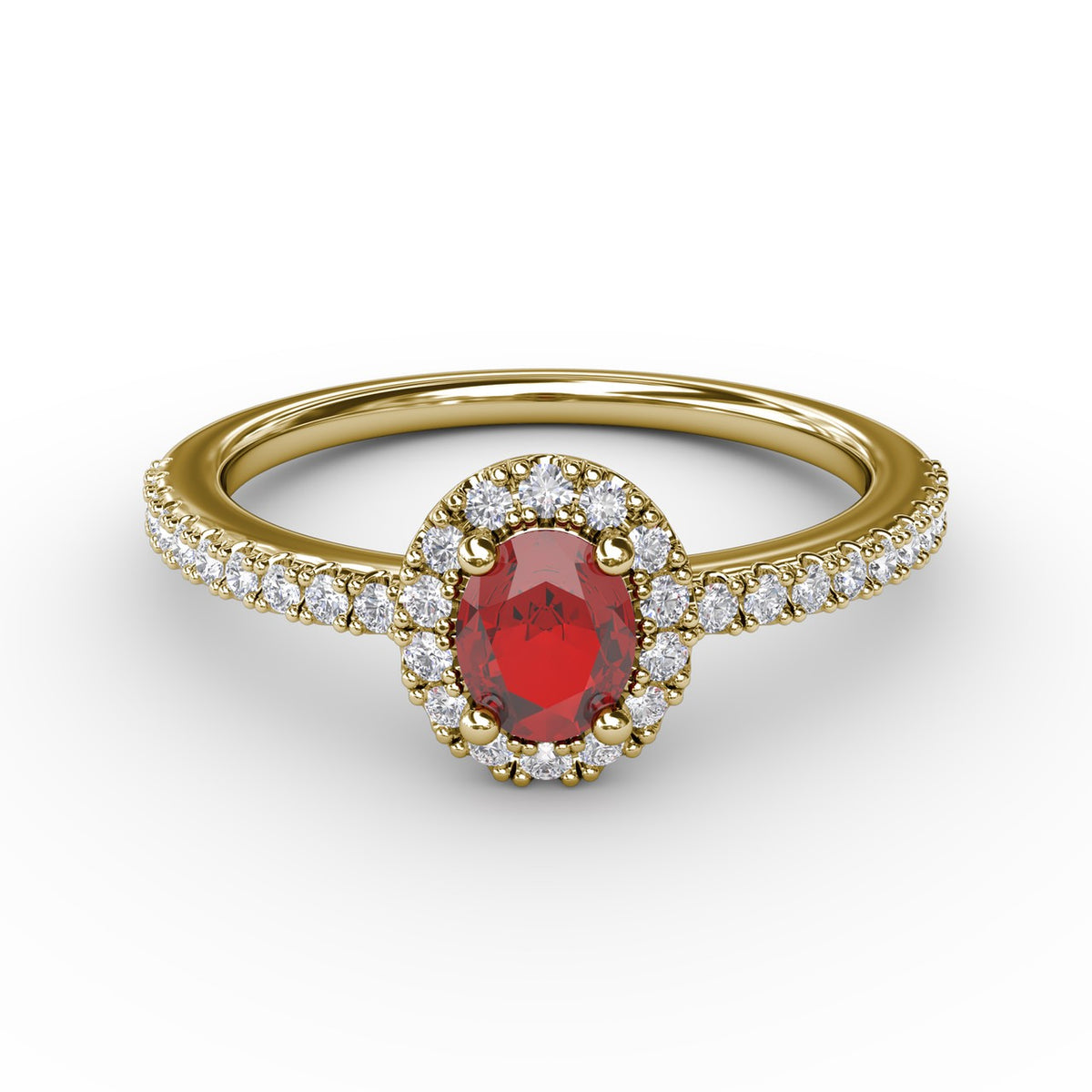 Classic Halo Ruby and Diamond Ring