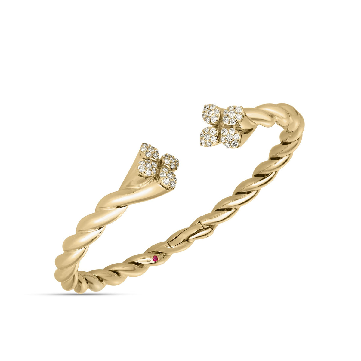 Roberto Coin Love in Verona Petite Classic Twist Cuff Bangle Diamond in 18K yellow gold