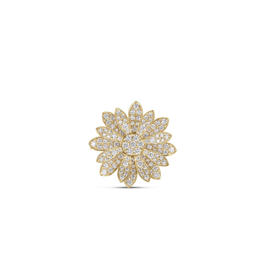 Roberto Coin Margherita Flower Ring Pavé Diamond in 18K yellow gold