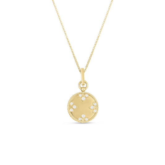 Roberto Coin Venetian Medallions Classic Pendant Necklace Diamond in 18K yellow gold