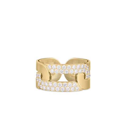 Roberto Coin Navarra Wide Link Ring Diamond in 18K yellow gold