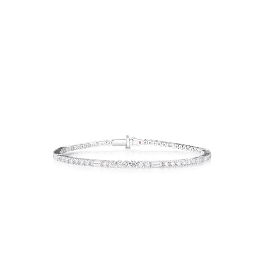 Roberto Coin Diamond Princess Mixed Cut Tennis Bracelet with diamond in 18K white gold