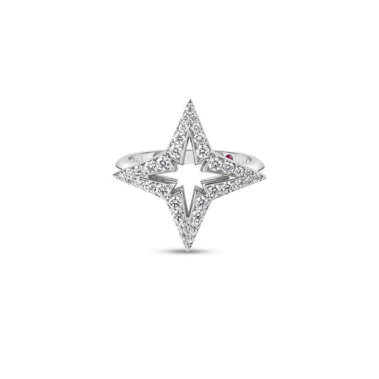 Roberto Coin Stardust Small Open Frame Ring Pavé Diamond in 18K white gold