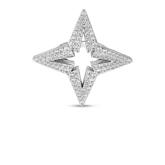Roberto Coin Stardust Large Open Frame Ring Pavé Diamond in 18K white gold