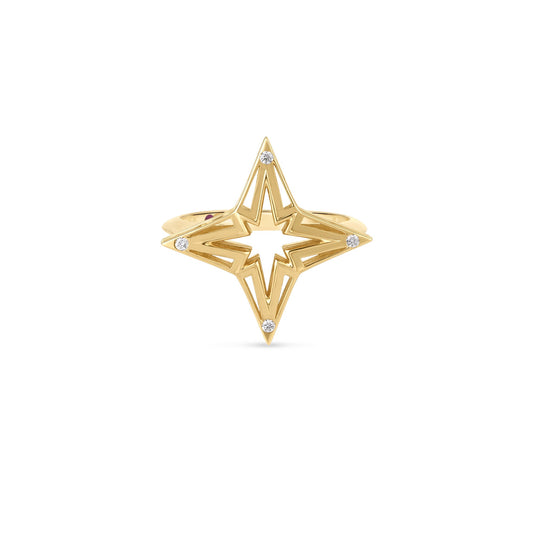 Roberto Coin Stardust Small Open Frame Ring Diamond in 18K yellow gold