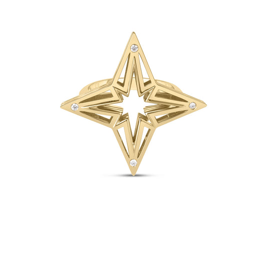 Roberto Coin Stardust Medium Open Frame Ring Diamond in 18K yellow gold