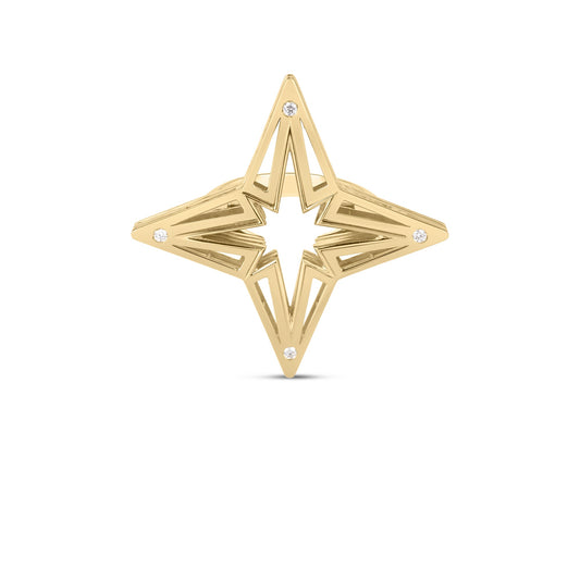 Roberto Coin Stardust Large Open Frame Ring Diamond in 18K yellow gold