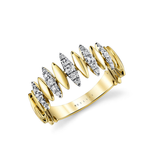 Sylvie Tulira Two Tone Diamond Leaf Ring