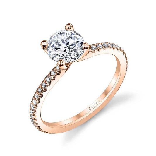 Sylvie Round Cut Classic Engagement Ring - Adorlee