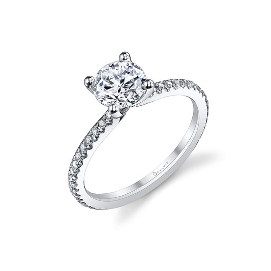 Sylvie Round Cut Classic Engagement Ring - Adorlee