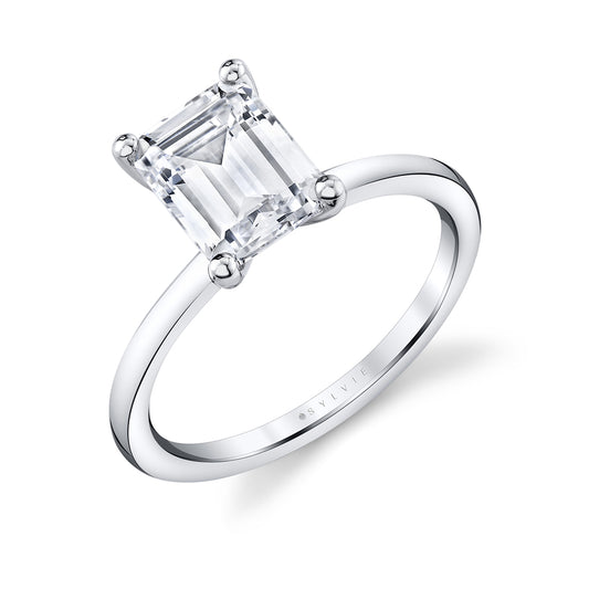 Sylvie Emerald Cut Solitaire Engagement Ring - Amelia
