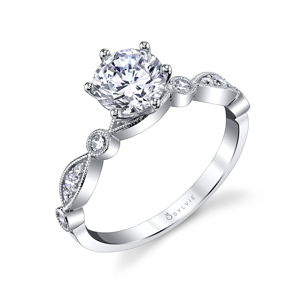 Sylvie Round Cut Modern Vintage Stackable Engagement Ring – Charmánt